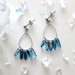 Blue&Silver*透明ガラスのフープピアス・イヤリング