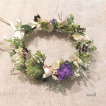 natural leaf 花かんむり（purple）キッズ・ベビー ラッピング無料