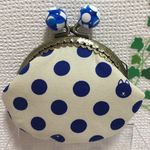 いぬたまドット がま口ポーチ【8.5】