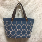 070aミナペルホネン ハンドメイド  バケツトート 楕円 ブルー
