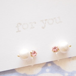 ピンクとコットンパール♡　ピアス/樹脂ノンホールピアス（イヤリング ）