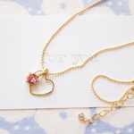 【アウトレット】"for you"　ハート　ピンクカラーストーン　small　ネックレス　