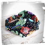 ブラック ハワイアンプリント ヘアバンド クロスターバン  ボリューム