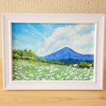 油絵原画『夏山』　額縁付き