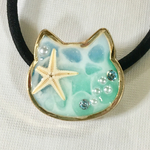 【kids感謝価格】猫ちゃん水面ヘアゴム  レジン