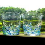 再入荷！琉球ガラス つぶつぶロックグラス＊青と緑