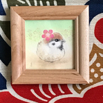 雀のミニ額絵（花付き）