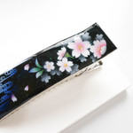 手描き　ヘアクリップ 川面に映ゆる桜　hc40