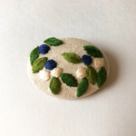 グリーンリーフ 刺繍 ブローチ 