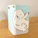 ミント・転がりシロクマの手帳型スマホケース
