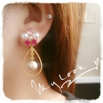 ドロップフープ♡ピンク ピアス