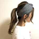 涼しげクロスヘアバンド グレー ダークグレー ヘアターバン