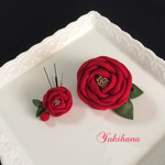 つまみ細工髪飾り『玉椿②』
