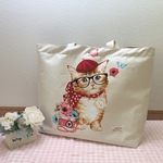 大容量☆２フェイス型猫ちゃん柄トートバッグ