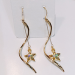 18金 スワロフスキー#4745 クリスタルAB らせんピアス