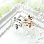 2個セット☆高品質18Kゴールドメッキ/シルバーメッキ　リーフ フリーリング(ゴールド完売)