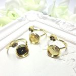 【再入荷】5個セット☆フリーサイズ　直径10ｍｍ+6ｍｍ台座付きリング