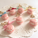 ピンク♡シェルマカロンのイヤリング/ピアス両耳