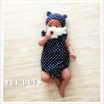 ダブルガーゼのフリル袖ロンパース