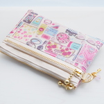 LIBERTY　リバティ　Forget me nots　フォーゲットミーノッツ　2L　◆wファスナー・クリアポケット付きminiカードポーチ　★パスケース　カードポーチ　お財布に
