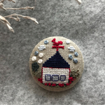 40mmリネン刺繍ブローチ風見鶏