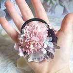 *＊Kazariya*＊花咲頃。*＊ピンクベージュのマムとローズのフレンチヘアゴム*＊。＊