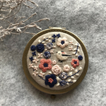 リネン刺繍コンパクトミラー シマエナガさん