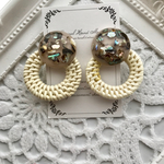 【SALE】大ぶり♡ラタン×ブラウンシェルピアス