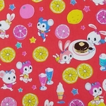 ☆SALE☆ハニーチューン 喫茶レモン柄×クール素材 リバーシブル カフェマット レッド☆
