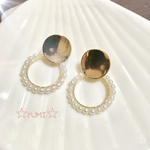 ゴールドプレート&パールサークルピアス
