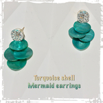 turquoise blue mermaid earrings ターコイズブルー シェル ピアス 1ペア