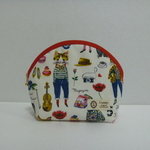 ３９６．YUWA　sobakasu-kids　オシャレな猫柄のポーチ　再販　白×赤