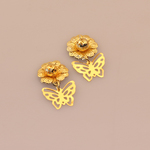 【g0635-2new】蝶々とお花のチャーム　ゴールド　10個入り
