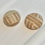 ノルディック 幾何学 ストロー 藁 くるみボタン 麻 ナチュラル ベージュ 29mm 4個