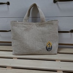 リネンの刺繍入りミニバッグ
