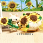 ヒマワリのコインケース★夏の白猫ちゃん（小）
