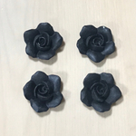 VINTAGE MATTE BLACK FLOWER CABOCHONS