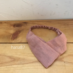 ピンク リネンツイストヘアバンド  キッズ