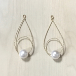 GOLD WIRE DROP PEARL ROUND BEADS CHARM