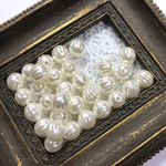 【12mm 40個】ストライプパールビーズ　   ホワイト