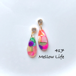 417 クリスタル×カラフルさざれ石しずく ピアス ノンホールピアス