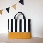 ストライプにマスタード レッスンバッグ☆北欧デザイン