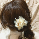 ふわふわシフォンのあじさいコサージュ