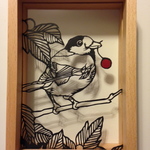 barano さまご予約品　野鳥　フローターフレーム　＜切り絵原画＞