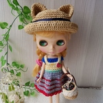 るびぃ84[ねこみみ帽でおでかけ(ナチュラル)４点セット]ブライス アウトフィット Blythe