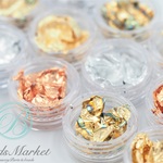 大容量12個【4色セット】＊金箔 銀箔 ホイルセット＊【収納容器入り】ネイル レジン レジン封入 レジン液