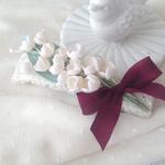 sale*すずらんのバレッタ　シルクリボン　ボルドー