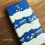 雨のカノン★北欧スマホケース★青・空・花・雨★手帳型スマホケース・スマホカバー★iPhone他Xperia/Android