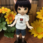 半袖キヌコパーカー&デニム風短パン