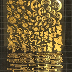 封入シート　牡丹と鈴蘭と金魚と水流(黒)金箔